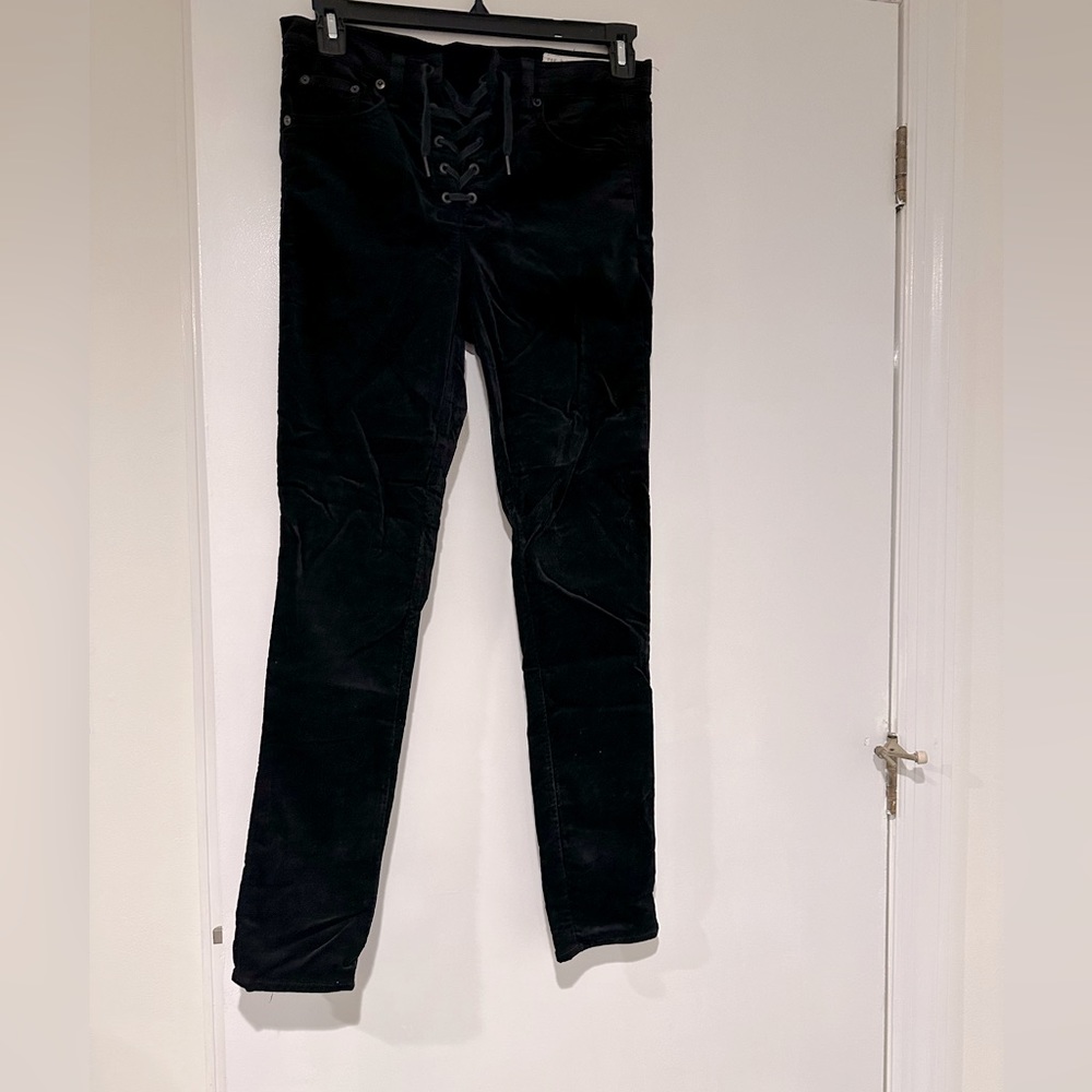 Rag & Bone Lace Up Velvet Jeans Black - Picture 3 of 3